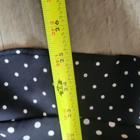 Talbots Navy Polka Dot Blouse M Womens Ruffle Hem Bell Sleeve 100% Polyester Ele - Picture 8 of 8